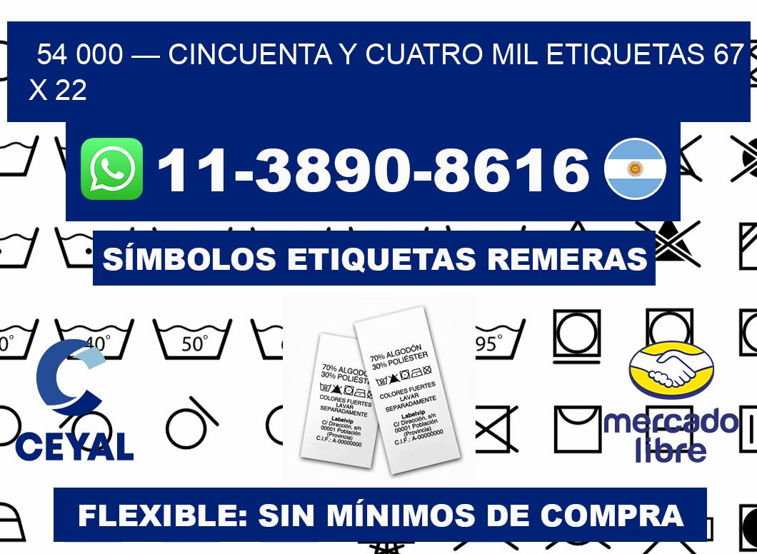 54 000 — cincuenta y cuatro mil etiquetas 67 x 22