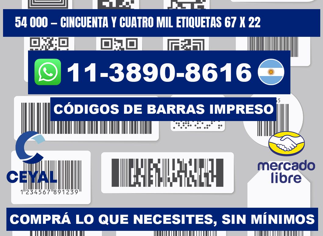 54 000 — cincuenta y cuatro mil etiquetas 67 x 22