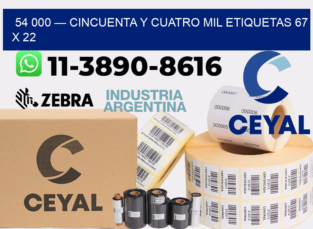 54 000 — cincuenta y cuatro mil etiquetas 67 x 22