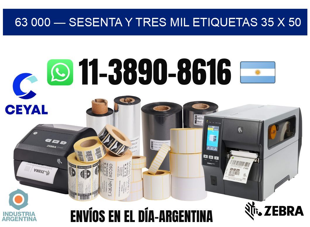 63 000 — sesenta y tres mil etiquetas 35 x 50