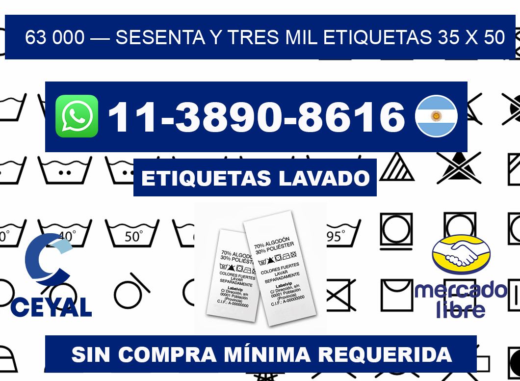 63 000 — sesenta y tres mil etiquetas 35 x 50