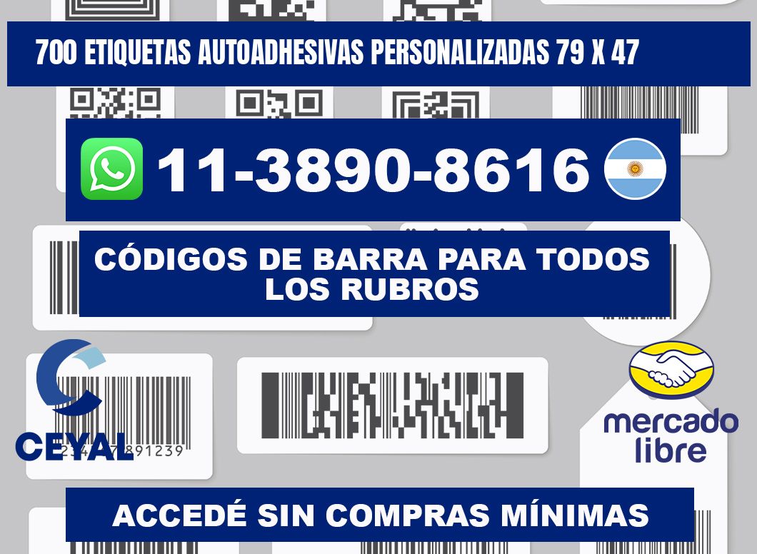 700 Etiquetas autoadhesivas personalizadas 79 x 47