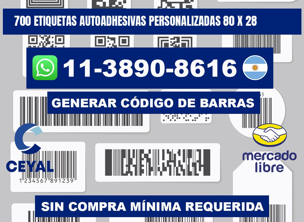 700 Etiquetas autoadhesivas personalizadas 80 x 28