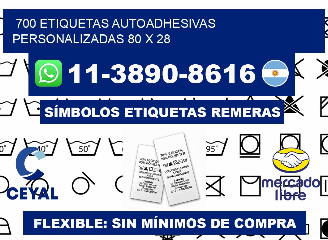 700 Etiquetas autoadhesivas personalizadas 80 x 28