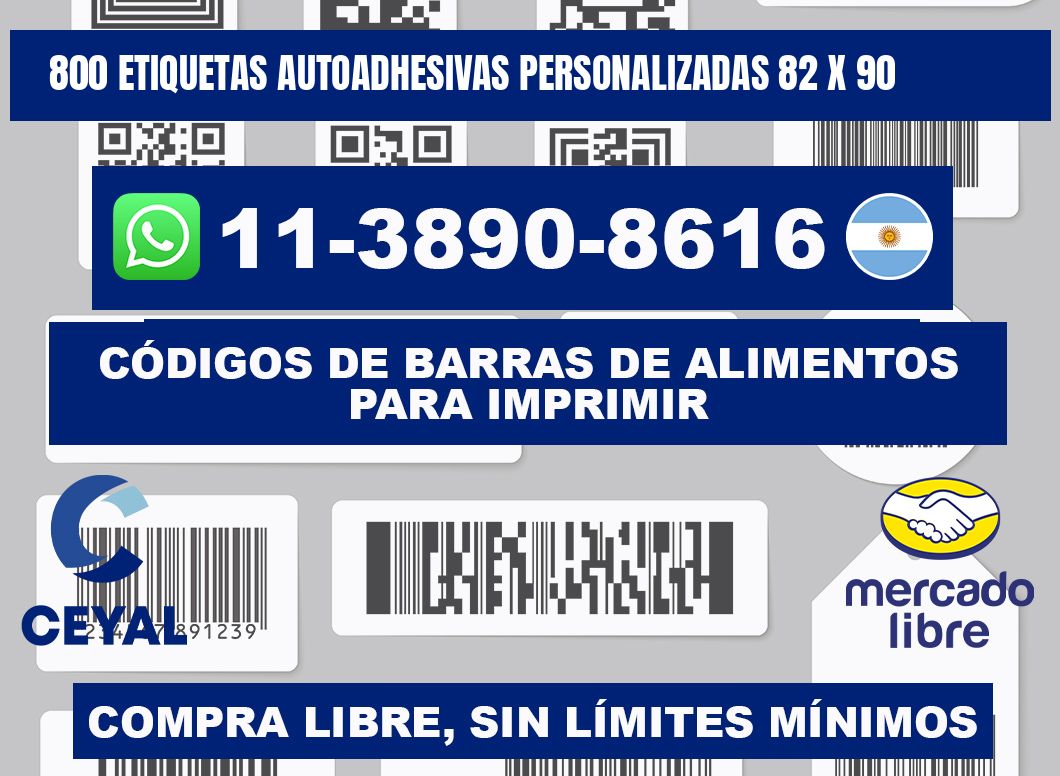 800 Etiquetas autoadhesivas personalizadas 82 x 90