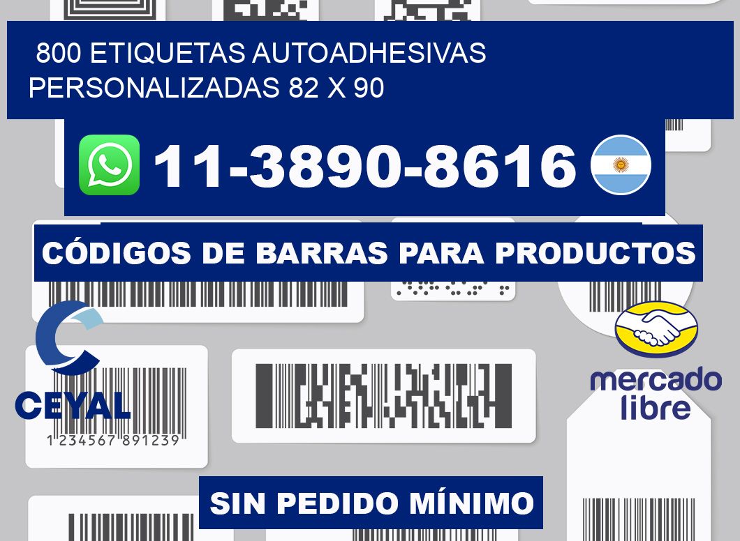 800 Etiquetas autoadhesivas personalizadas 82 x 90