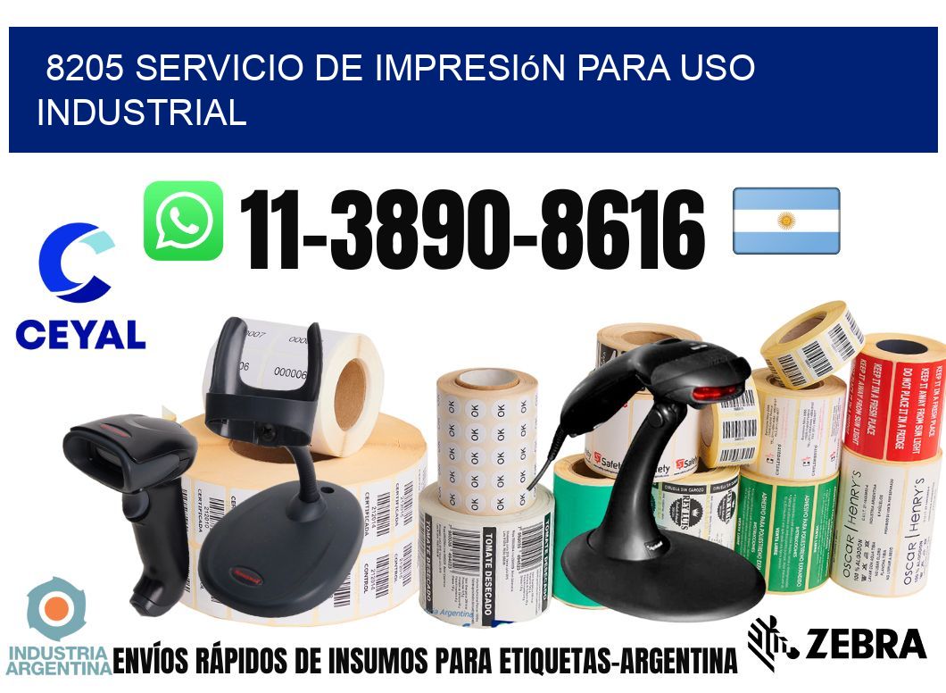 8205 Servicio de impresión para uso industrial