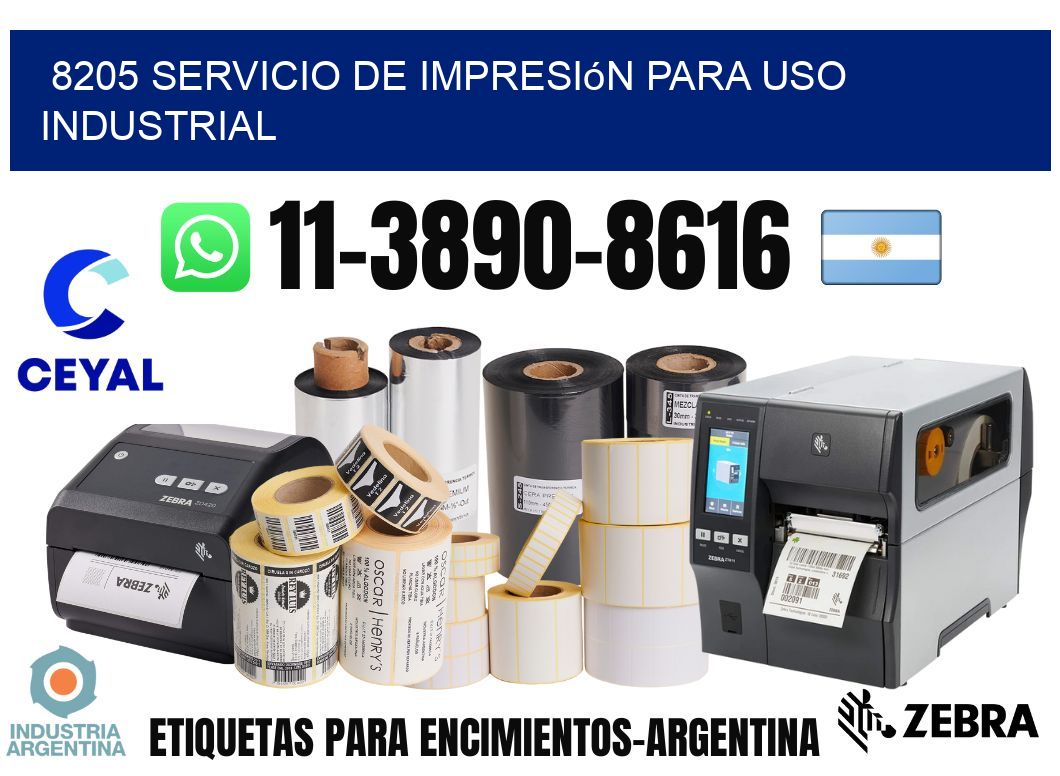 8205 Servicio de impresión para uso industrial