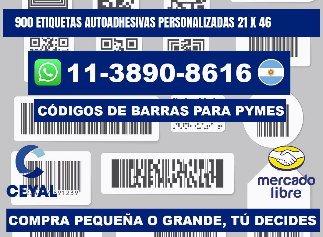 900 Etiquetas autoadhesivas personalizadas 21 x 46