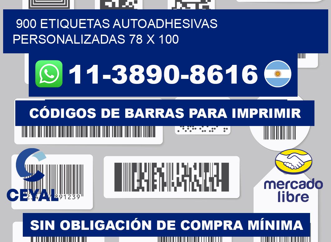900 Etiquetas autoadhesivas personalizadas 78 x 100