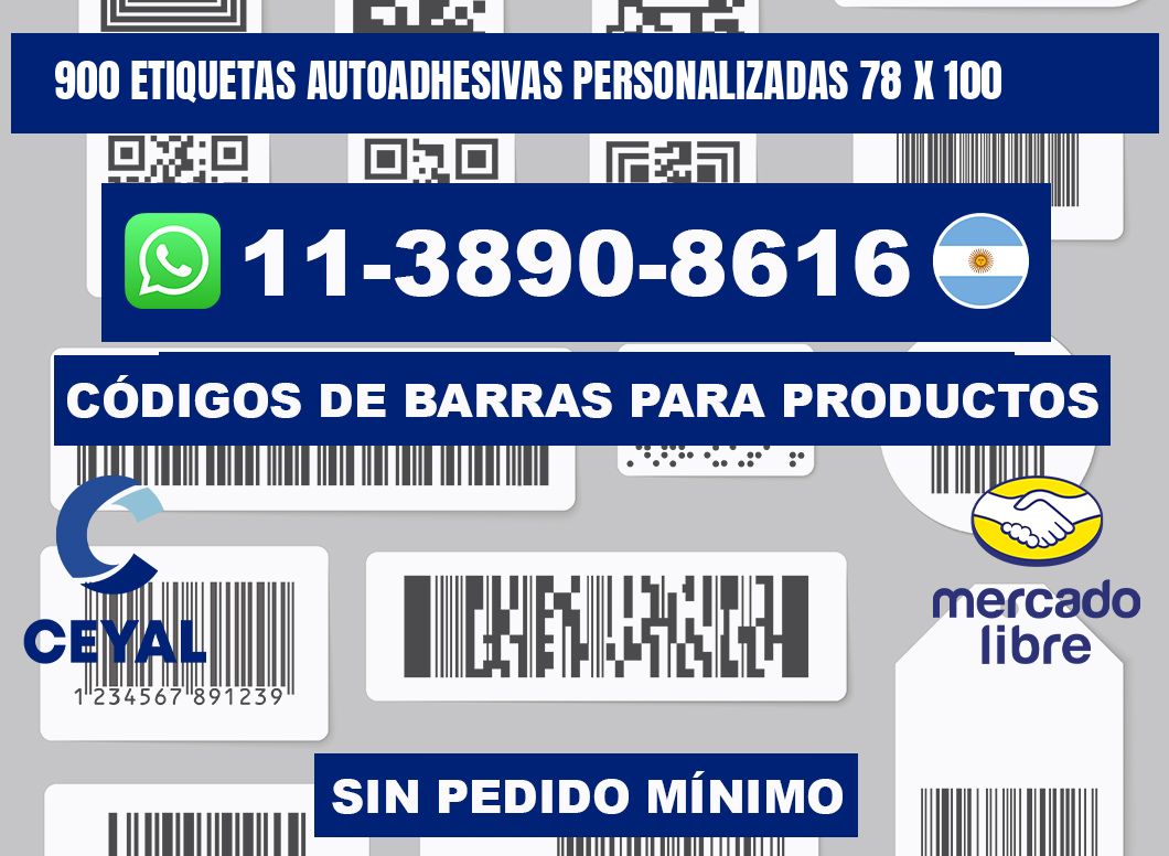 900 Etiquetas autoadhesivas personalizadas 78 x 100