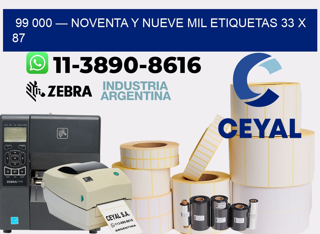 99 000 — noventa y nueve mil etiquetas 33 x 87