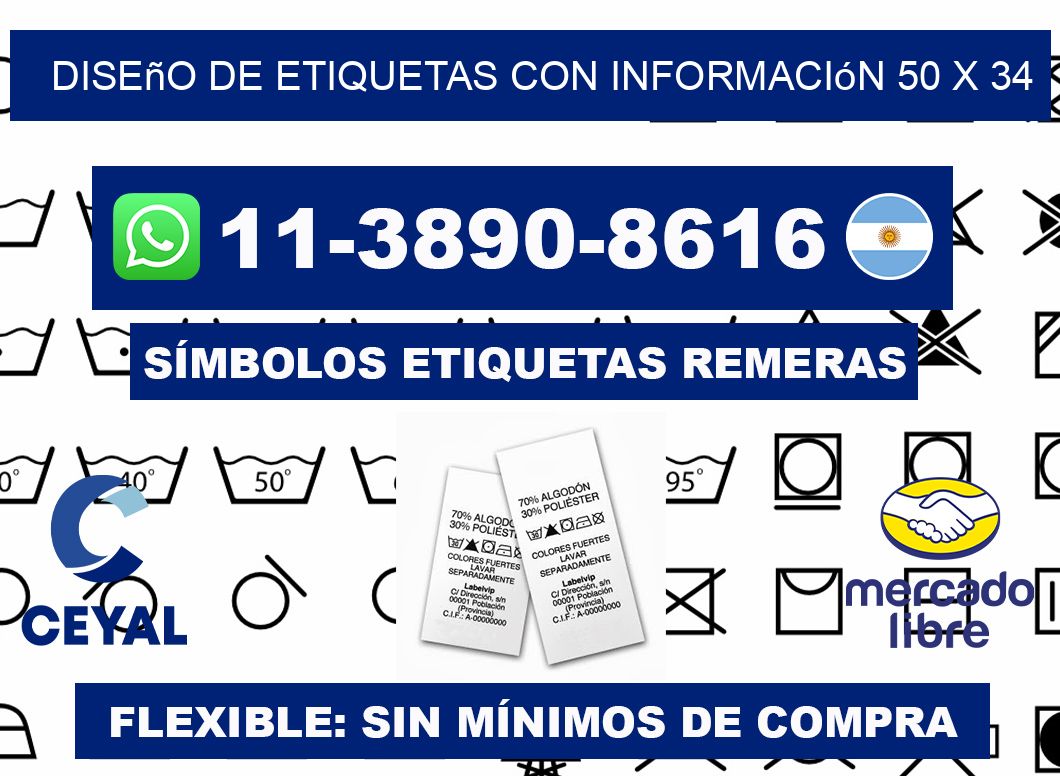 diseño de etiquetas con información 50 x 34
