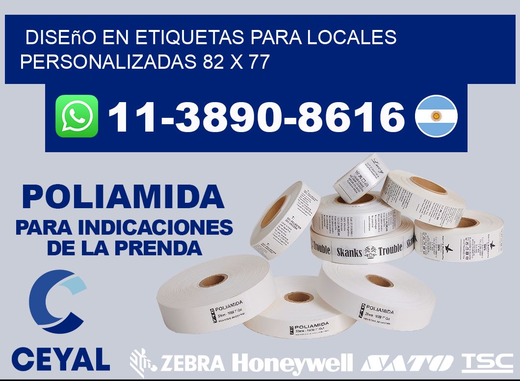 diseño en etiquetas para locales personalizadas 82 x 77
