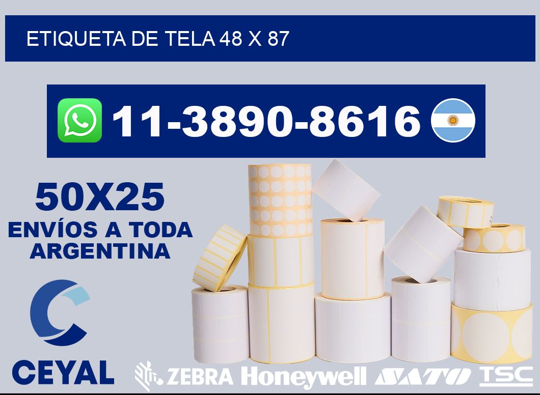 etiqueta de tela 48 x 87