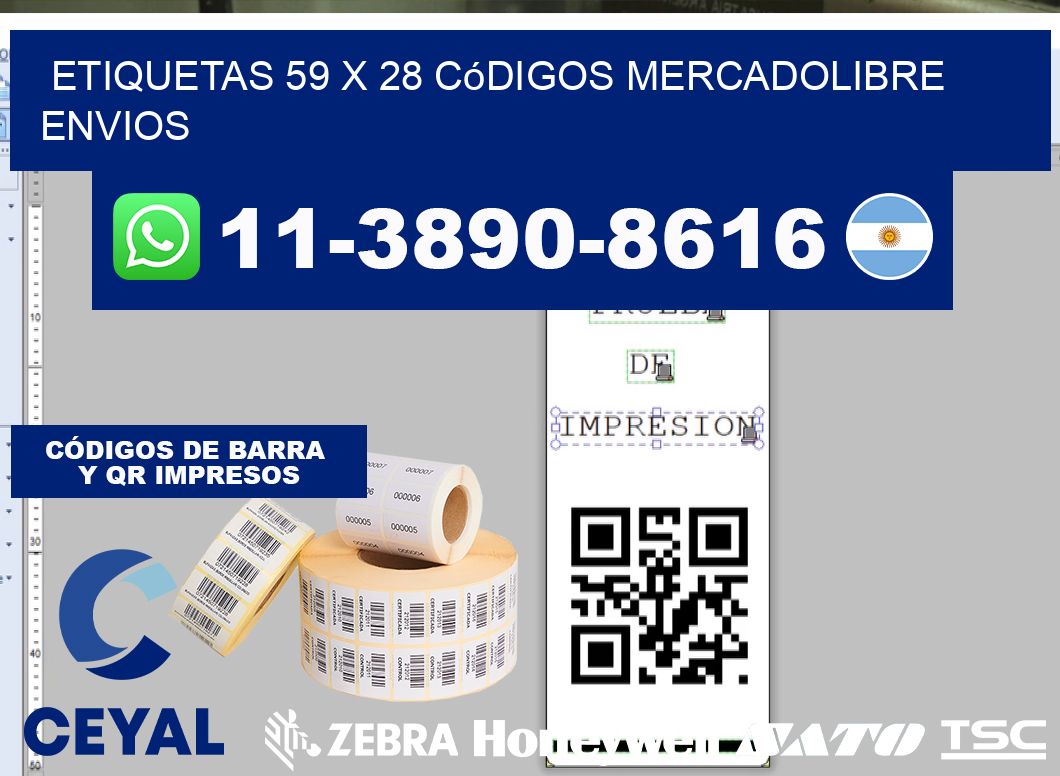 etiquetas 59 x 28 códigos mercadolibre envios
