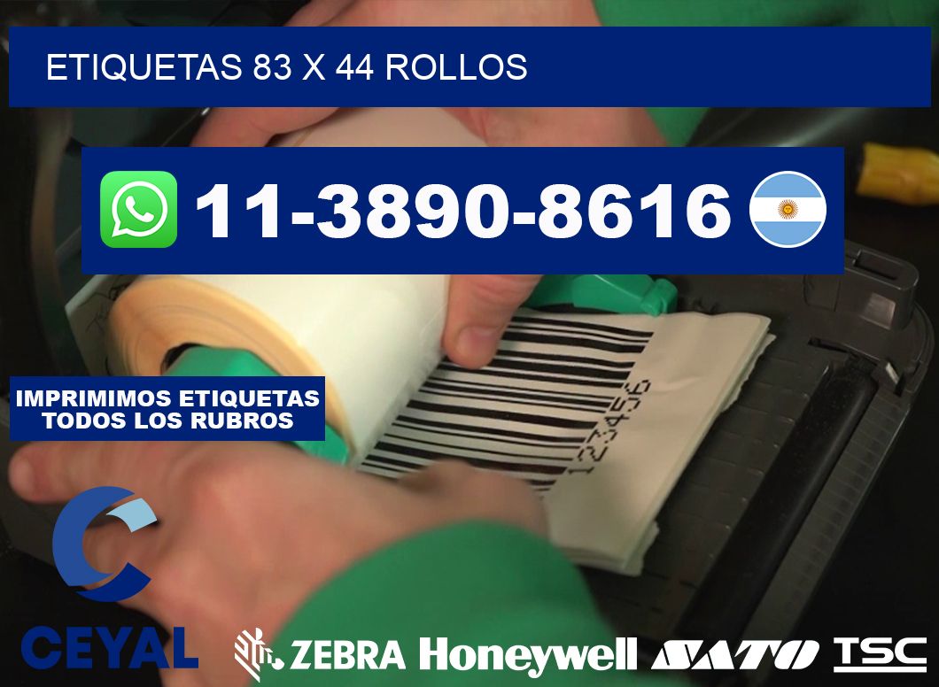 etiquetas 83 x 44 rollos