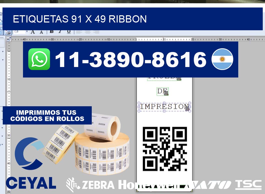 etiquetas 91 x 49 ribbon