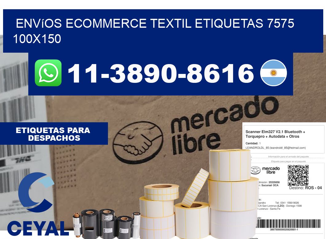 Envíos Ecommerce textil etiquetas 7575 100x150