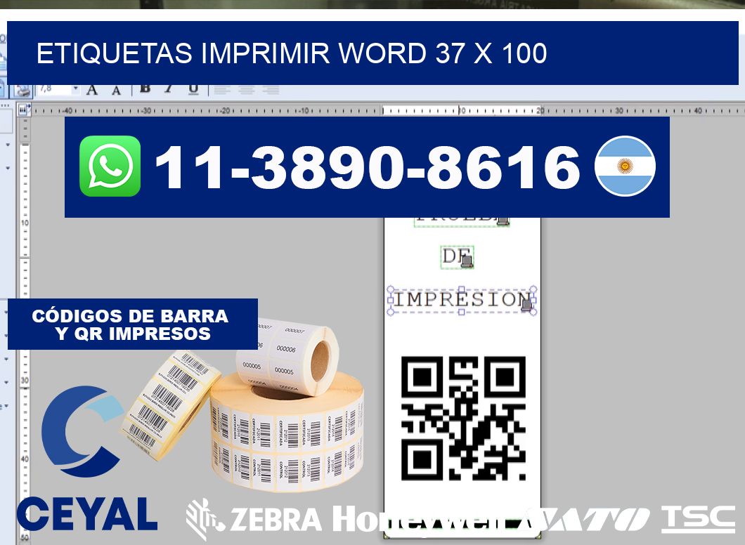 Etiquetas imprimir Word 37 x 100