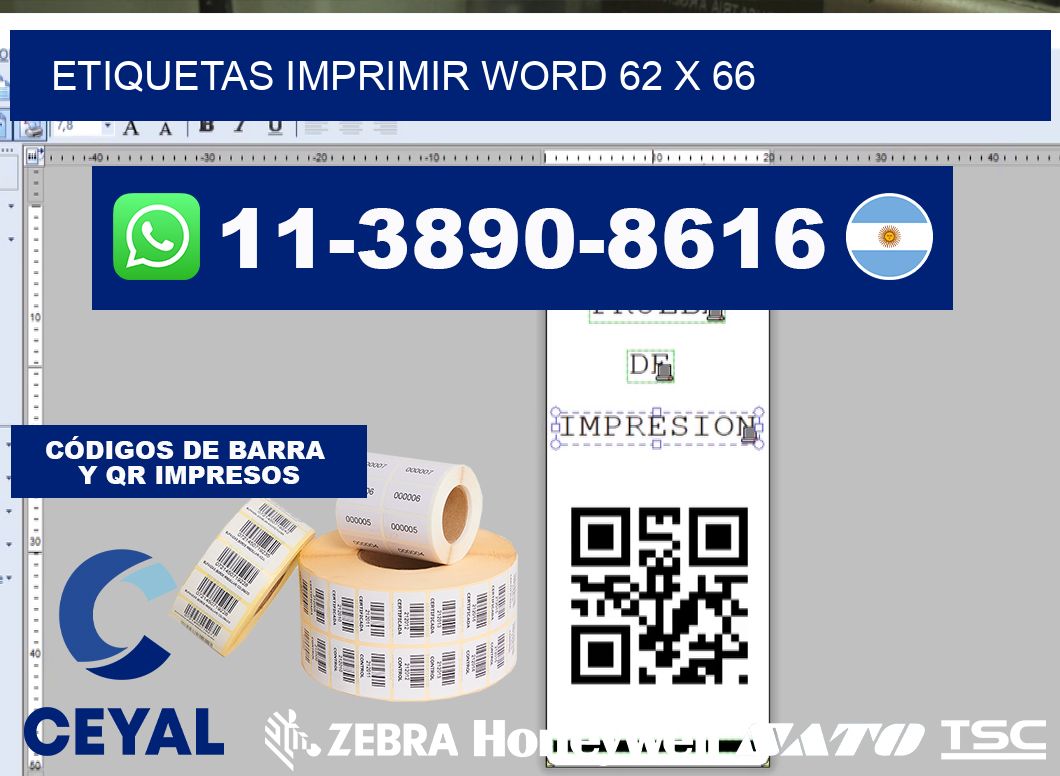 Etiquetas imprimir Word 62 x 66