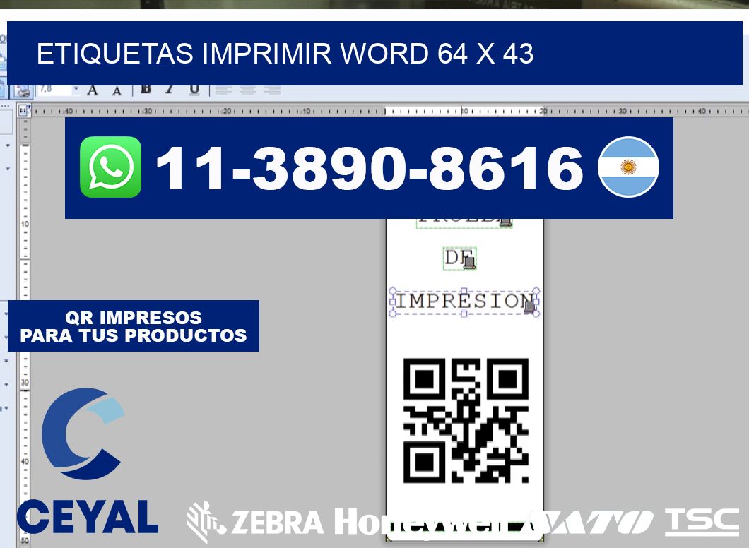 Etiquetas imprimir Word 64 x 43