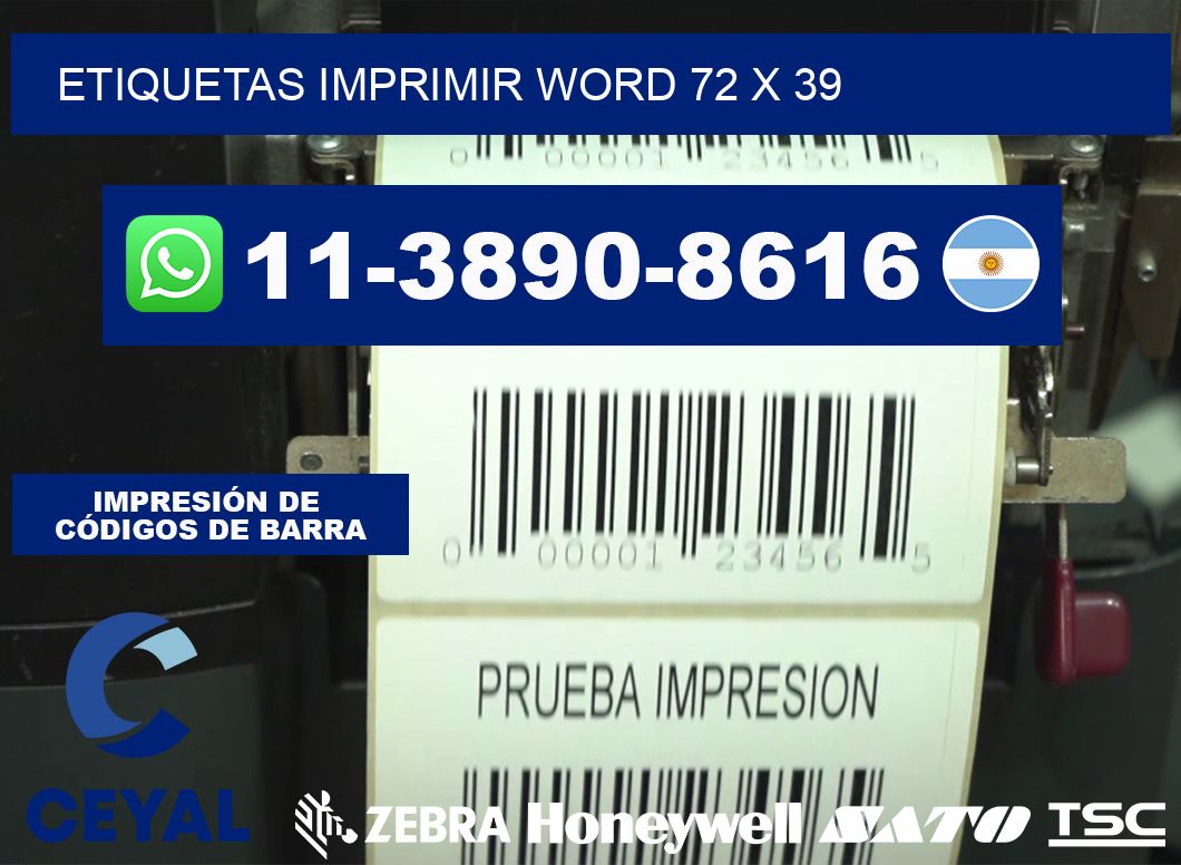 Etiquetas imprimir Word 72 x 39