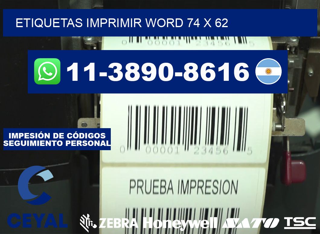 Etiquetas imprimir Word 74 x 62