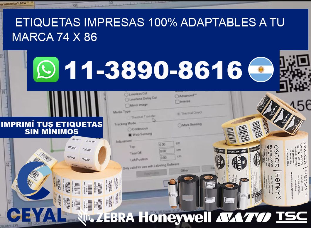 etiquetas impresas 100% adaptables a tu marca 74 x 86