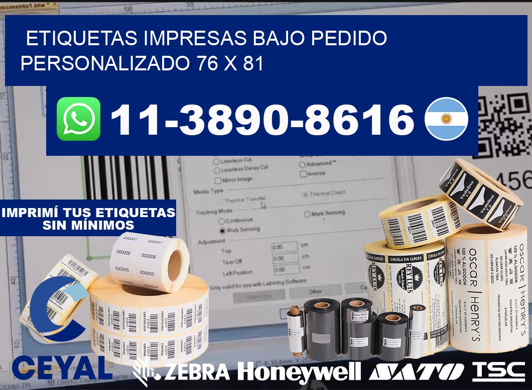etiquetas impresas bajo pedido personalizado 76 x 81