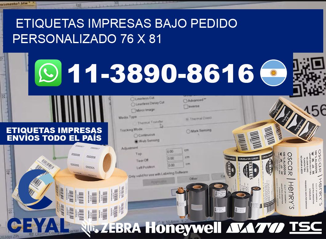 etiquetas impresas bajo pedido personalizado 76 x 81