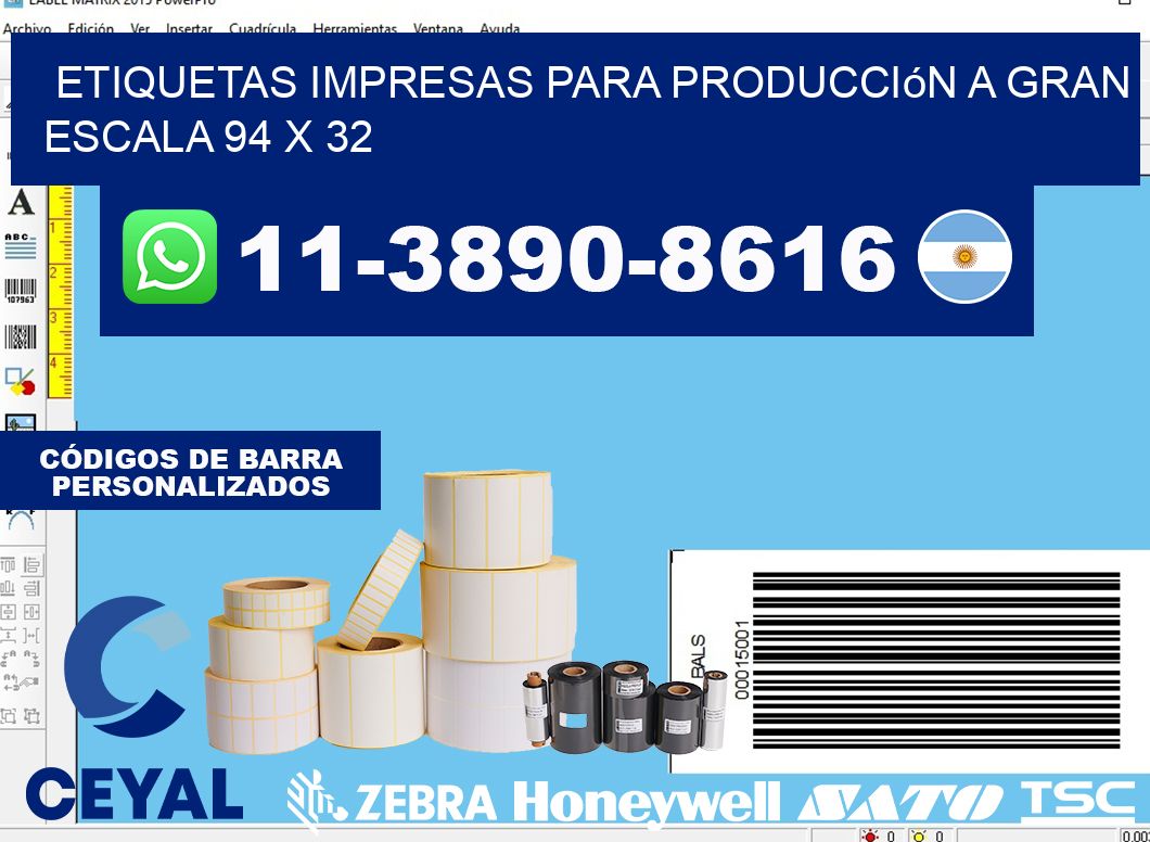 etiquetas impresas para producción a gran escala 94 x 32