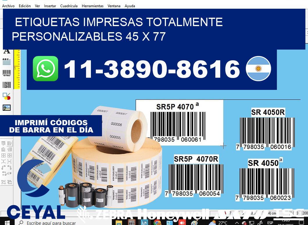etiquetas impresas totalmente personalizables 45 x 77