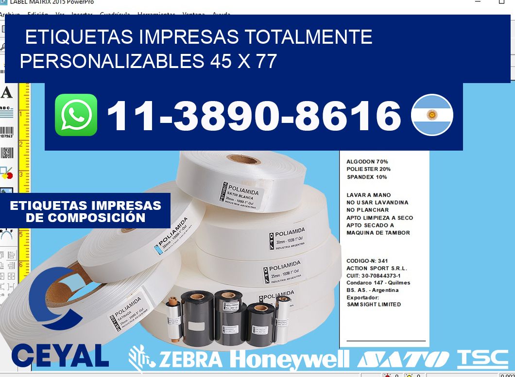 etiquetas impresas totalmente personalizables 45 x 77