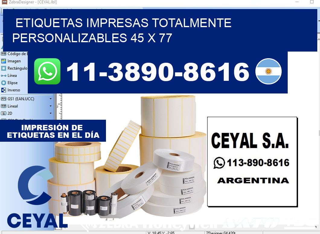 etiquetas impresas totalmente personalizables 45 x 77