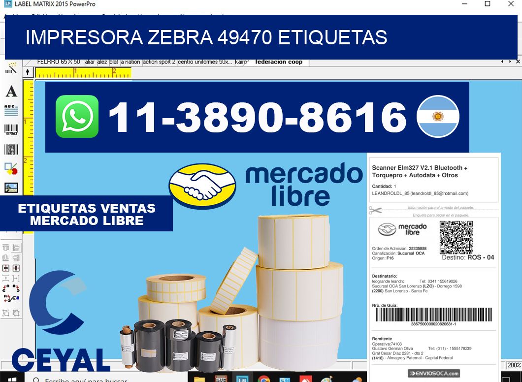 impresora zebra 49470 etiquetas