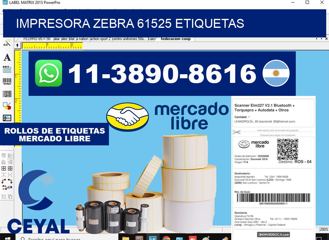 impresora zebra 61525 etiquetas
