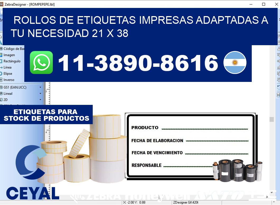 rollos de etiquetas impresas adaptadas a tu necesidad 21 x 38