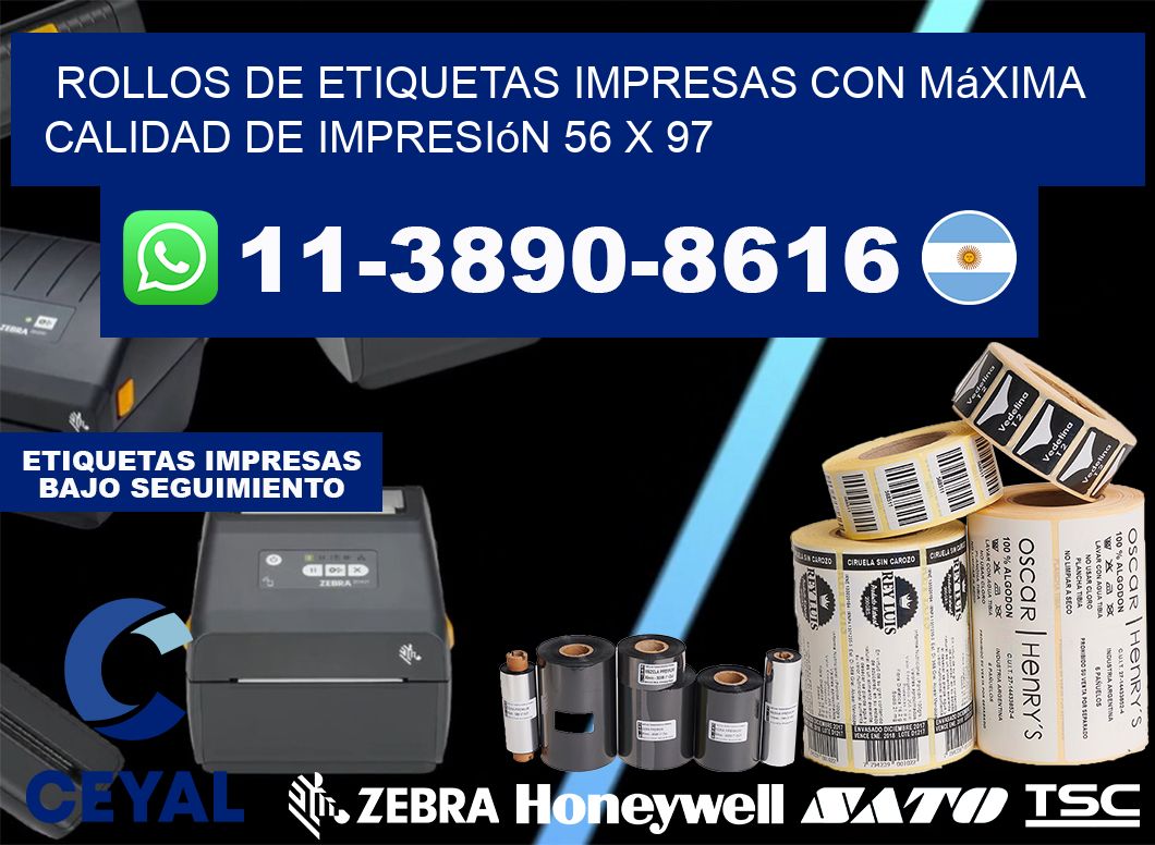 rollos de etiquetas impresas con máxima calidad de impresión 56 x 97