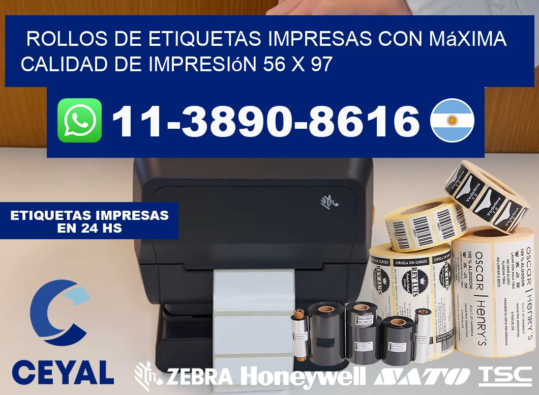 rollos de etiquetas impresas con máxima calidad de impresión 56 x 97