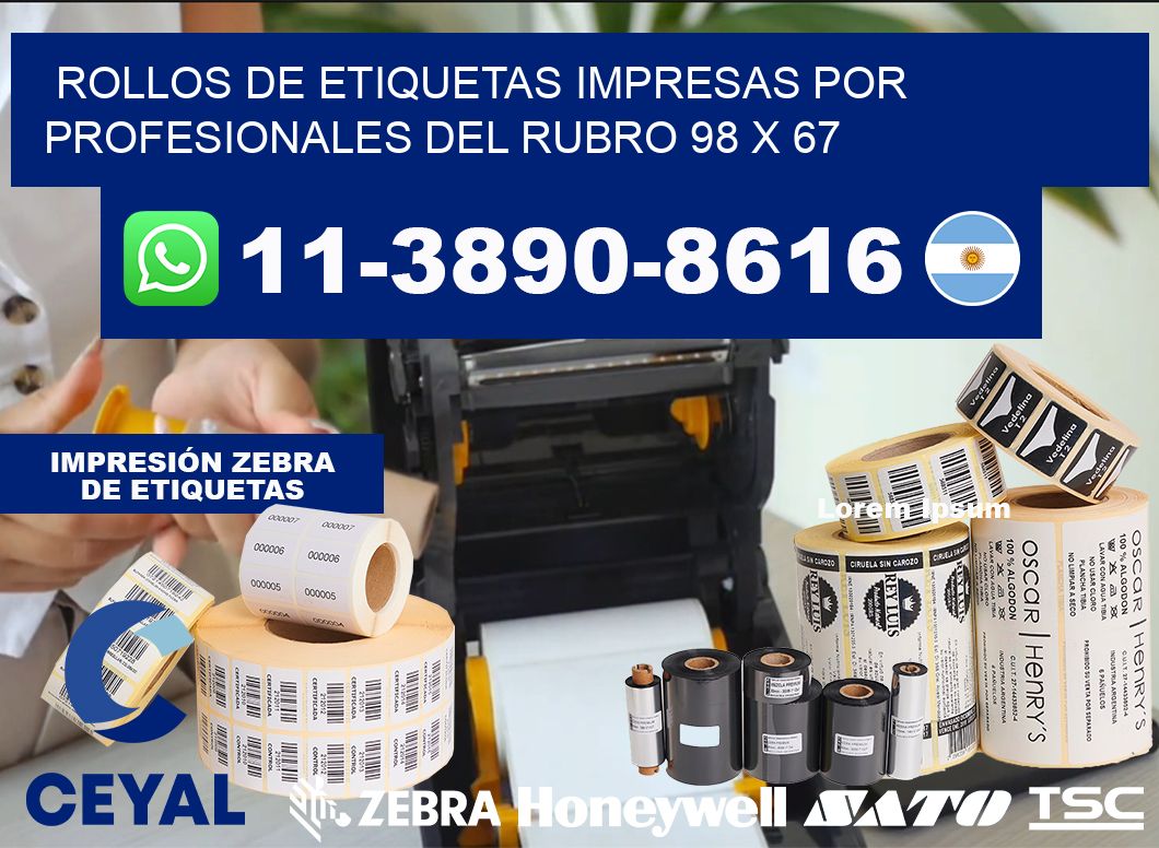 rollos de etiquetas impresas por profesionales del rubro 98 x 67