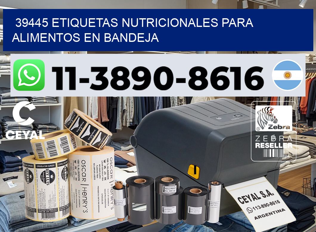 39445 etiquetas nutricionales para alimentos en bandeja