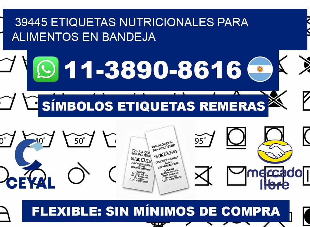 39445 etiquetas nutricionales para alimentos en bandeja