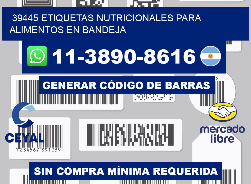 39445 etiquetas nutricionales para alimentos en bandeja