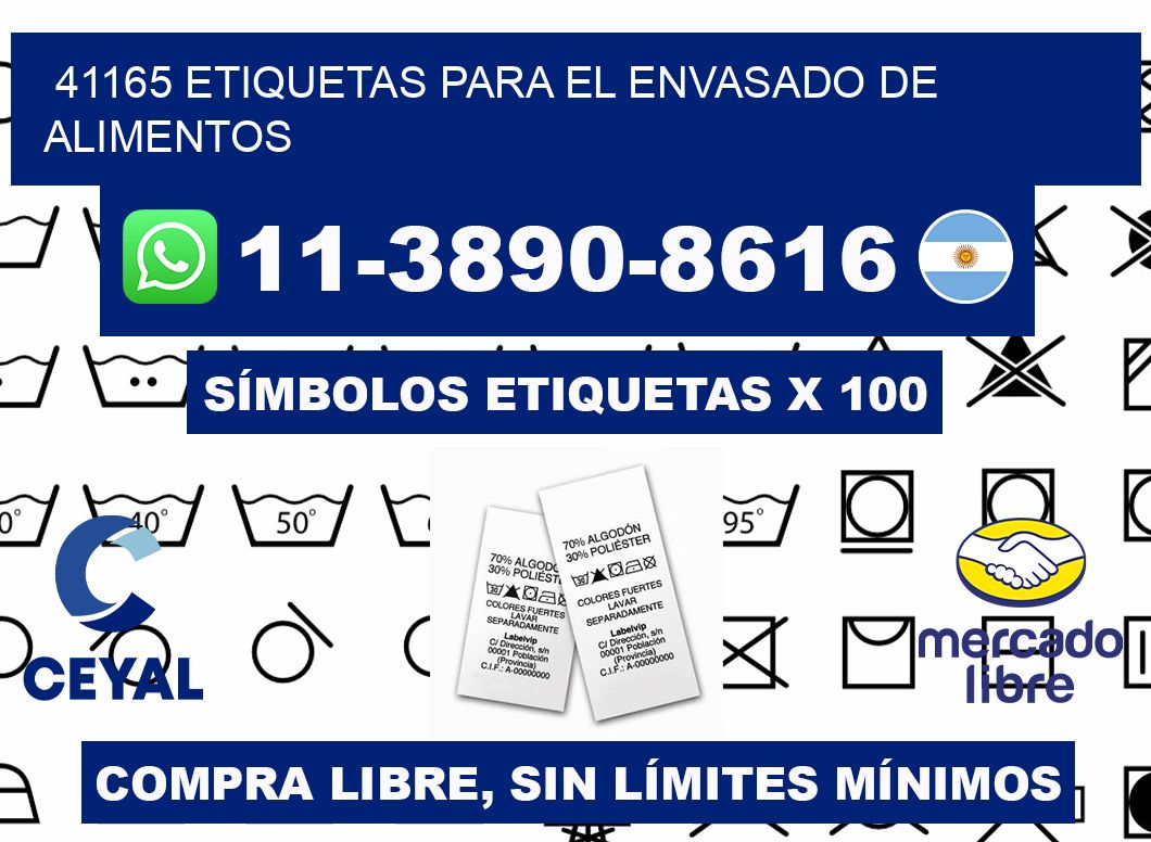 41165 etiquetas para el envasado de alimentos