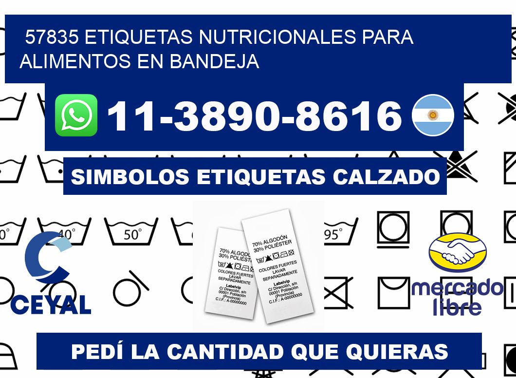 57835 etiquetas nutricionales para alimentos en bandeja