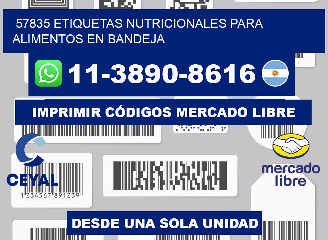 57835 etiquetas nutricionales para alimentos en bandeja