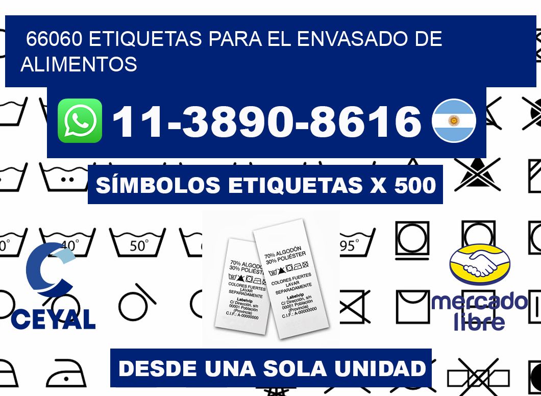 66060 etiquetas para el envasado de alimentos