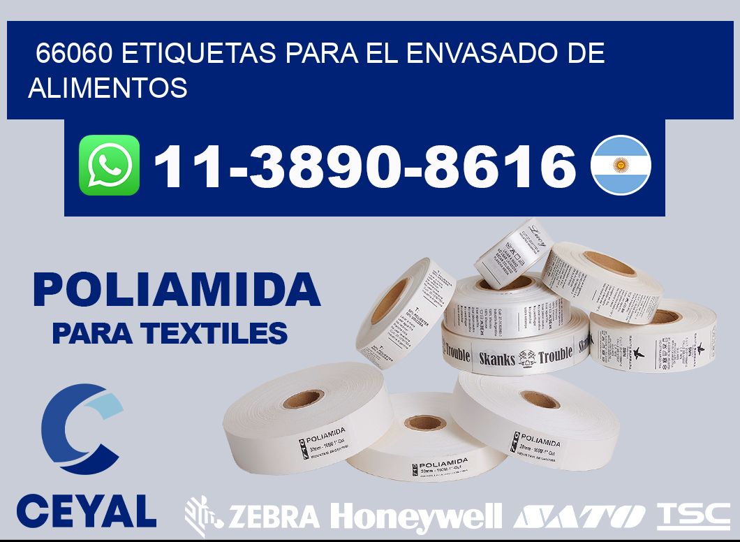66060 etiquetas para el envasado de alimentos