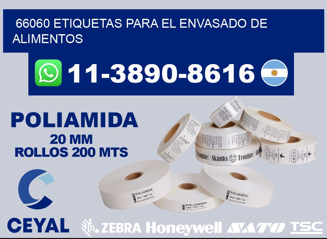 66060 etiquetas para el envasado de alimentos